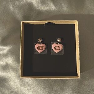 NWT Coach Signature Heart Drop Earrings
